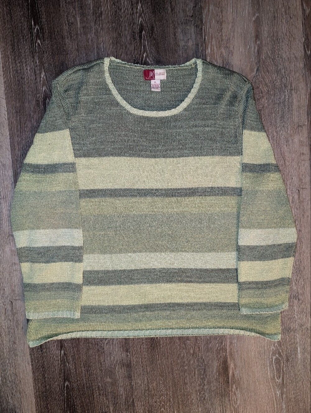Vintage Jennifer Moore Olive Green Striped Sweater